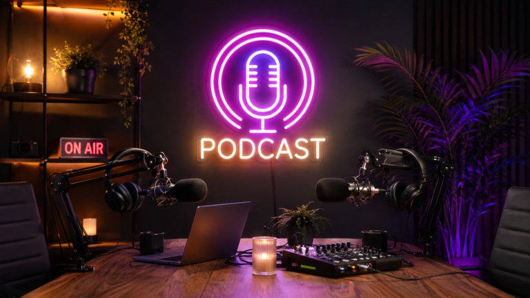 podcast LED neon sign